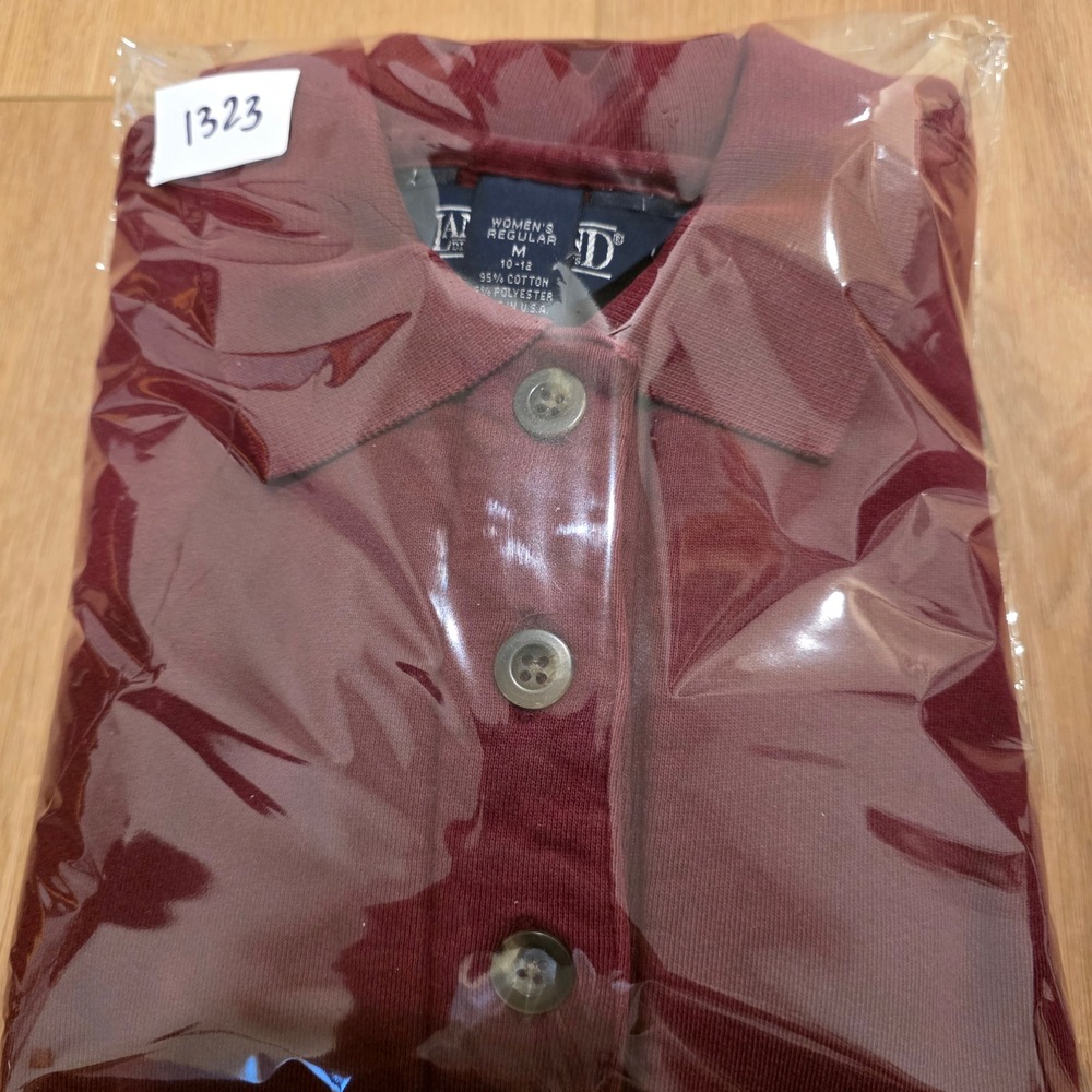 VTG Lands End Polo Collar Sweatshirt Womens M 10-12 Burgundy Made in USA Preppy - Picture 11 of 11